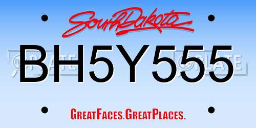 BH5Y555 South Dakota License Plate
