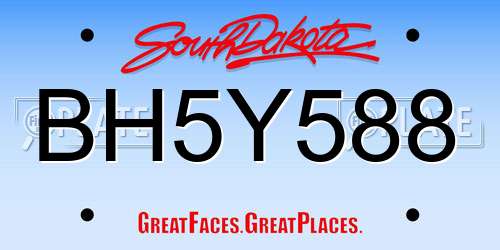 BH5Y588 South Dakota License Plate