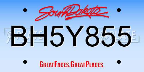 BH5Y855 South Dakota License Plate