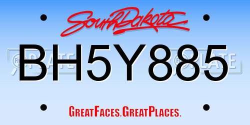 BH5Y885 South Dakota License Plate