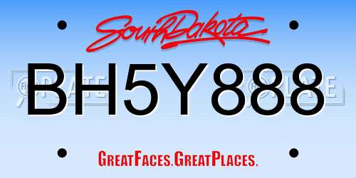 BH5Y888 South Dakota License Plate