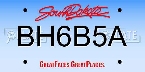 BH6B5A South Dakota License Plate