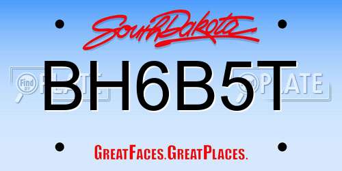 BH6B5T South Dakota License Plate