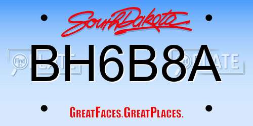 BH6B8A South Dakota License Plate