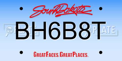 BH6B8T South Dakota License Plate