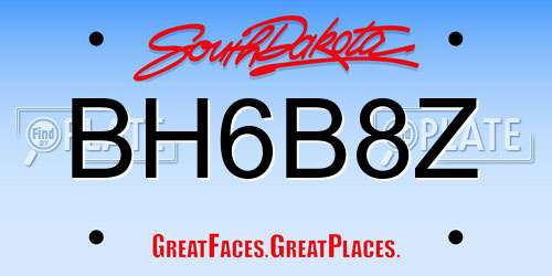 BH6B8Z South Dakota License Plate