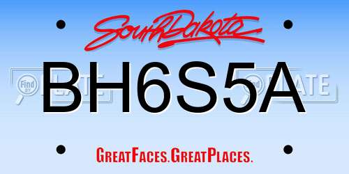BH6S5A South Dakota License Plate