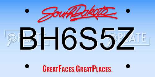BH6S5Z South Dakota License Plate