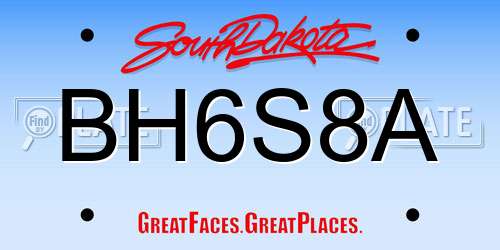 BH6S8A South Dakota License Plate