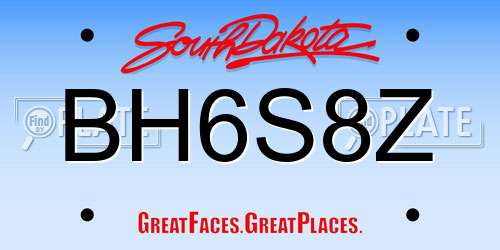 BH6S8Z South Dakota License Plate