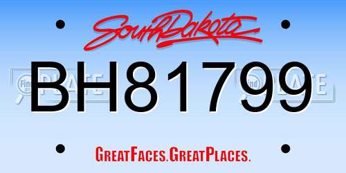 BH81799 South Dakota License Plate