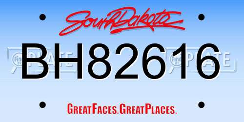 BH82616 South Dakota License Plate