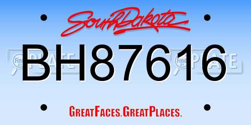 BH87616 South Dakota License Plate