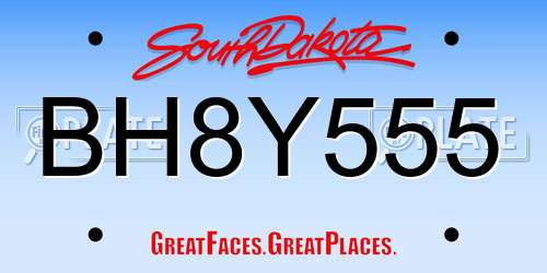 BH8Y555 South Dakota License Plate