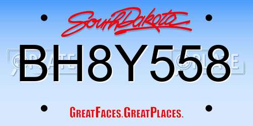 BH8Y558 South Dakota License Plate
