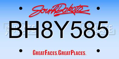 BH8Y585 South Dakota License Plate