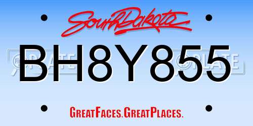 BH8Y855 South Dakota License Plate