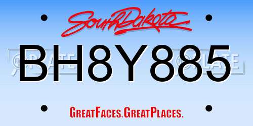 BH8Y885 South Dakota License Plate