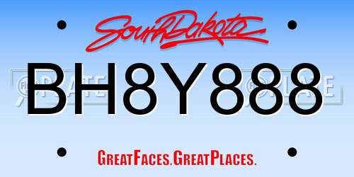 BH8Y888 South Dakota License Plate