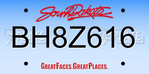 BH8Z616 South Dakota License Plate
