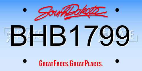 BHB1799 South Dakota License Plate