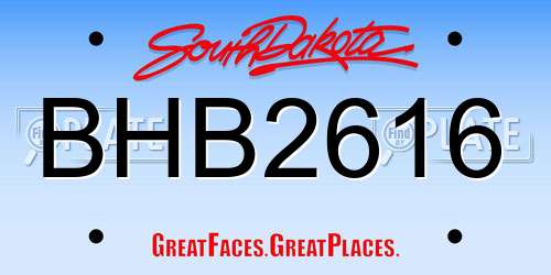 BHB2616 South Dakota License Plate