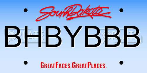BHBYBBB South Dakota License Plate