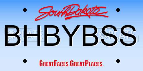 BHBYBSS South Dakota License Plate