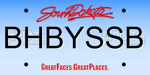 BHBYSSB South Dakota License Plate
