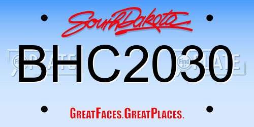 BHC2030 South Dakota License Plate
