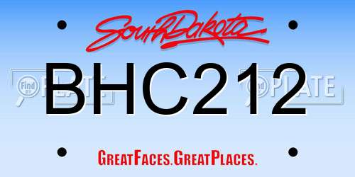 BHC212 South Dakota License Plate