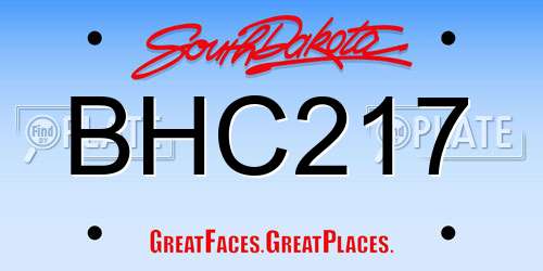 BHC217 South Dakota License Plate