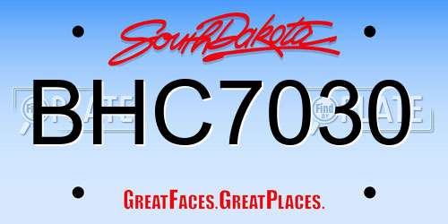 BHC7030 South Dakota License Plate