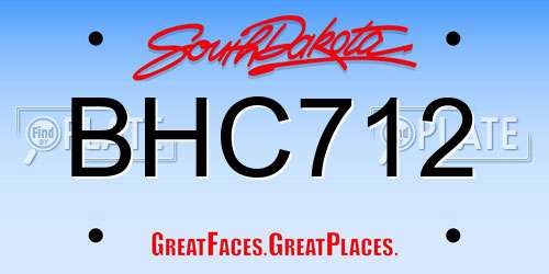 BHC712 South Dakota License Plate