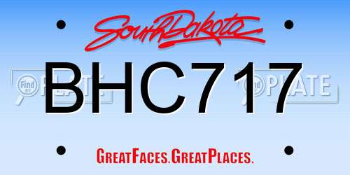 BHC717 South Dakota License Plate