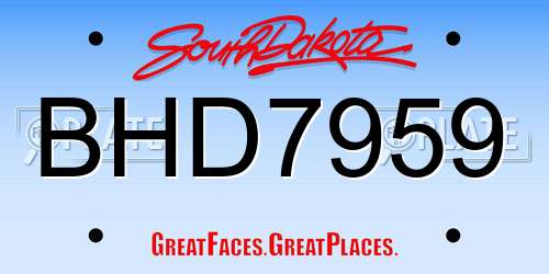 BHD7959 South Dakota License Plate