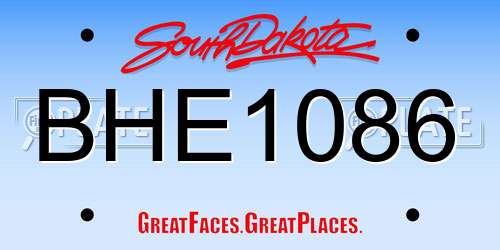 BHE1086 South Dakota License Plate