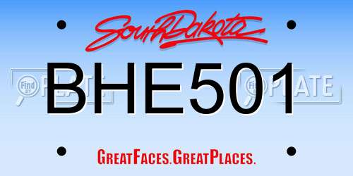 BHE501 South Dakota License Plate