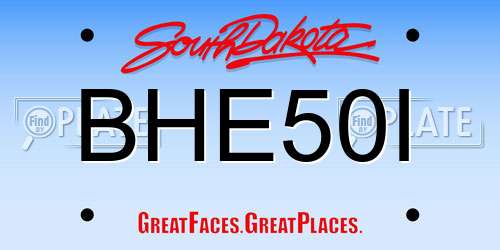 BHE50I South Dakota License Plate