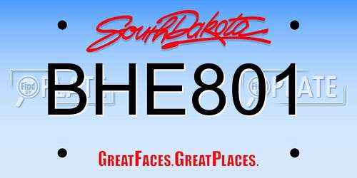 BHE801 South Dakota License Plate