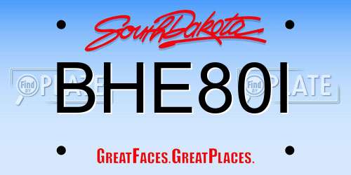 BHE80I South Dakota License Plate