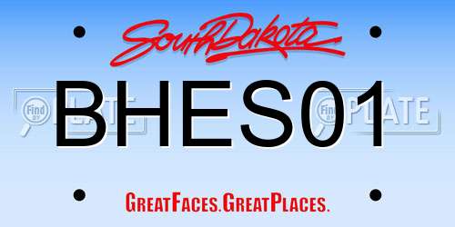 BHES01 South Dakota License Plate