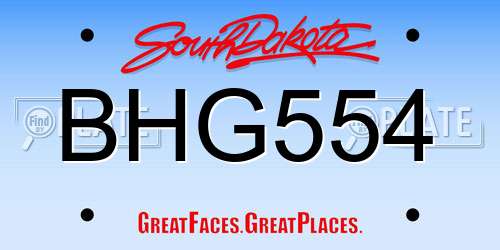 BHG554 South Dakota License Plate