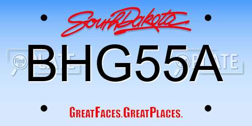 BHG55A South Dakota License Plate
