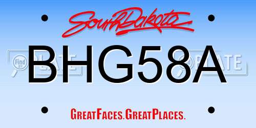 BHG58A South Dakota License Plate