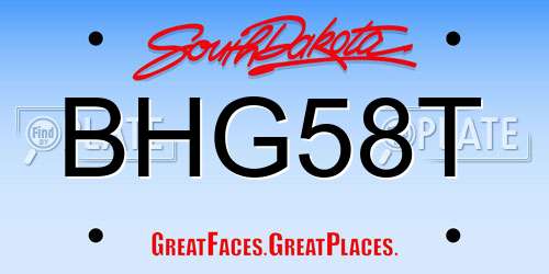 BHG58T South Dakota License Plate