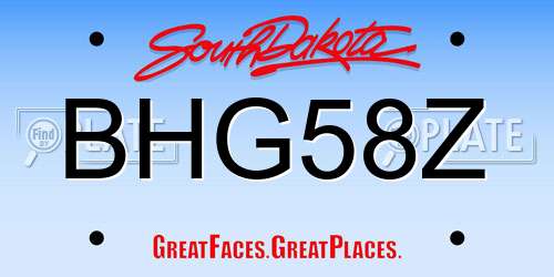 BHG58Z South Dakota License Plate