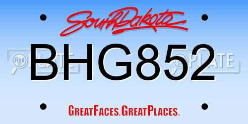 BHG852 South Dakota License Plate