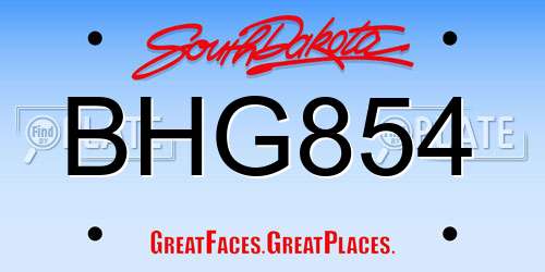 BHG854 South Dakota License Plate