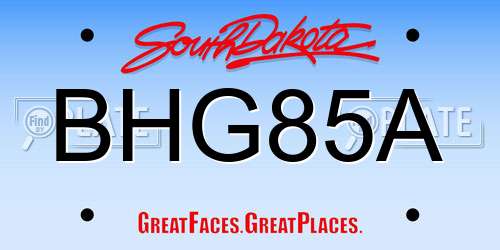 BHG85A South Dakota License Plate